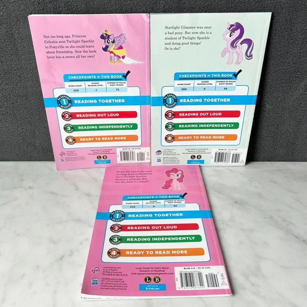 My Little Pony Lot of 5 Ponies & 3 Books Passport To Reading/Reading Together